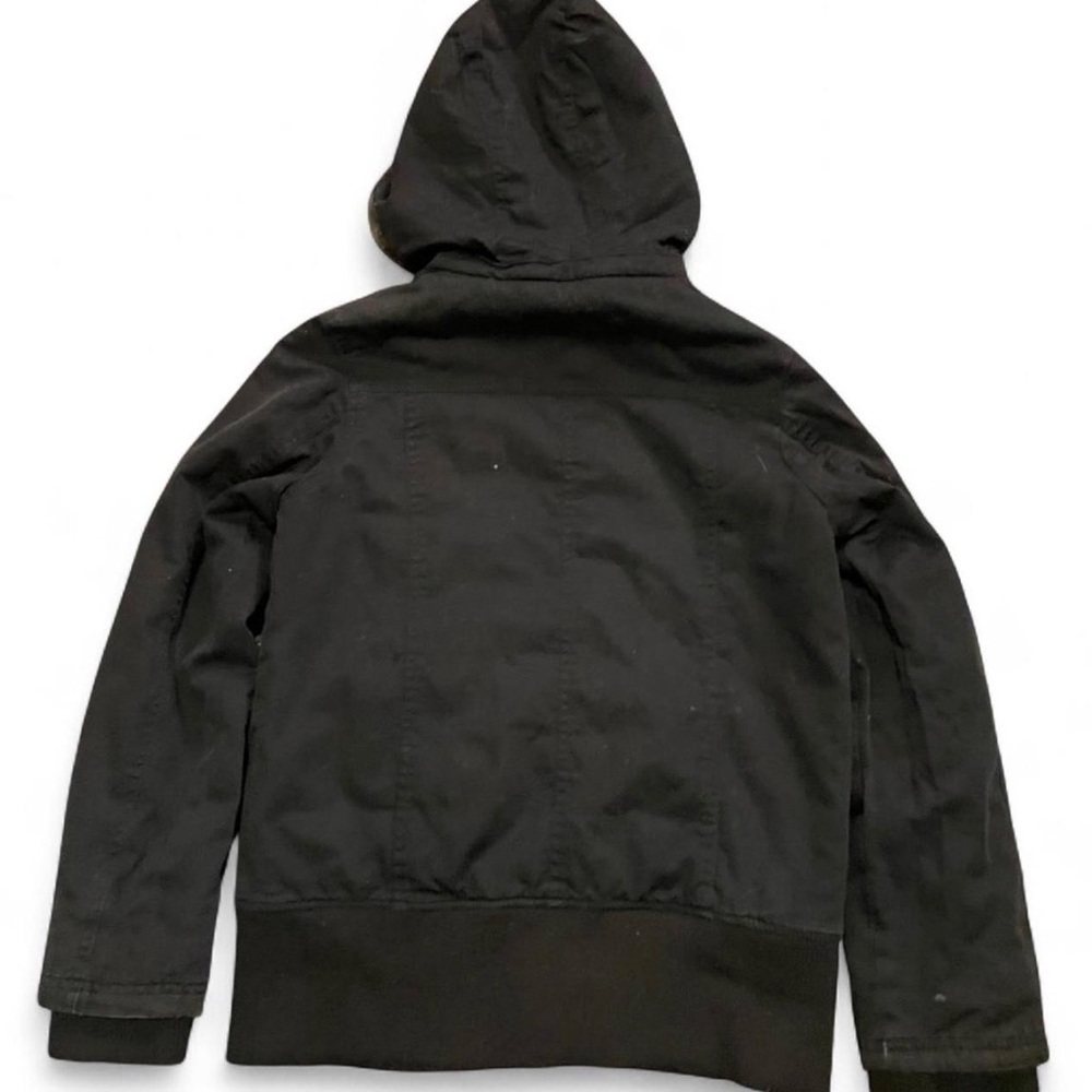 90ans Black Winter Parka Jacket with Faux Fur Hood - Medium - Picture 3 of 8